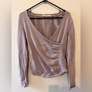 Free People Light Pink Sweater; Mauve Wrap Top